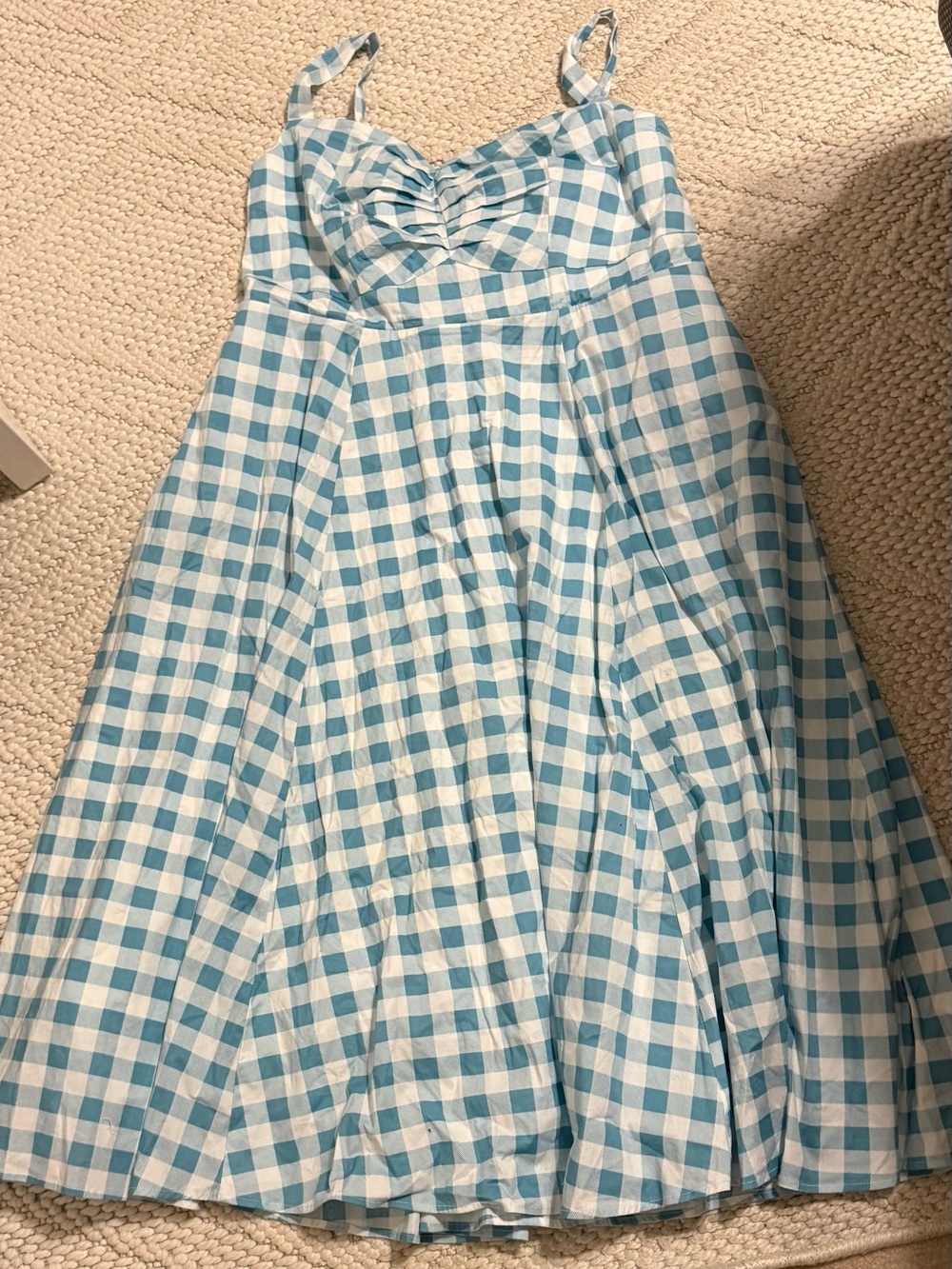 torrid Blue and White Gingham Midi Dress